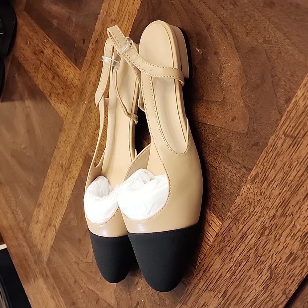 MICIFA slingback flats for women, Round Toe Low heel Sandals Fashion Splicing Dr
